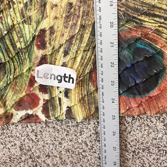 Jess & Jane Womens PXL Artsy Bohemian Maximalist USA Peacock Feather Top Blouse - Picture 10 of 10